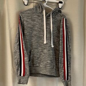 Reflex Heather Gray Hoodie with Red and Blue Accents